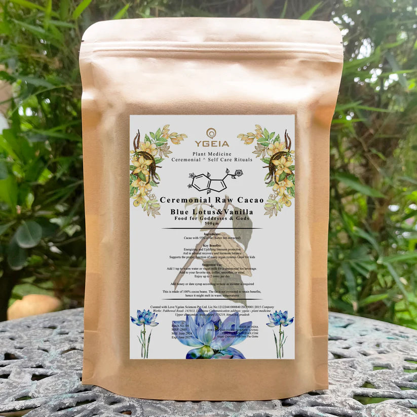 Cacao Ceremonial au Lotus Bleu et Vanille / Ceremonial Raw Cacao Blue Lotus and Vanilla
